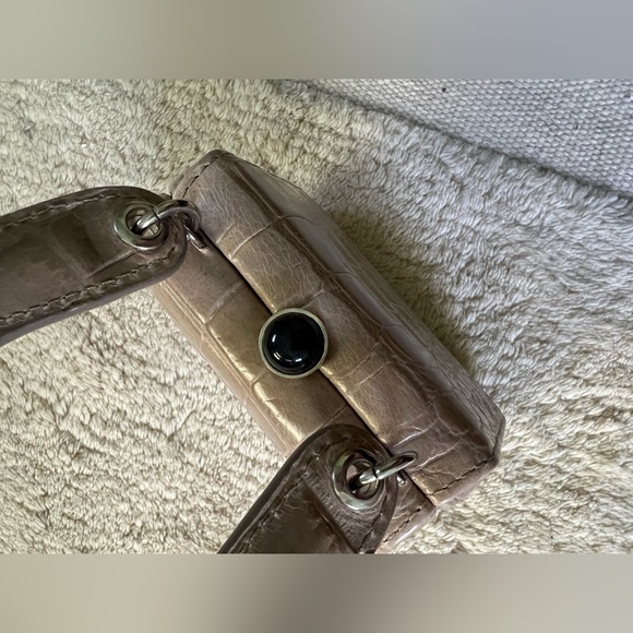 EUC $325 Staud Kenny Small Crocodile Croc Bag Tan Beige Evening French Grey - Picture 8 of 11